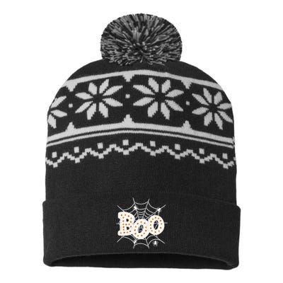 Halloween Boo Spider Web Spooky Season USA-Made Snowflake Beanie