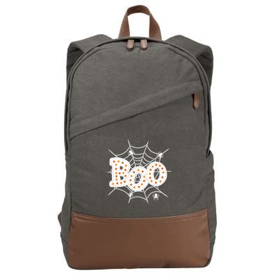 Halloween Boo Spider Web Spooky Season Cotton Canvas Backpack