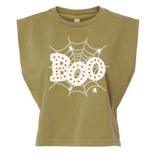 Halloween Boo Spider Web Spooky Season Garment-Dyed Women's Muscle Tee