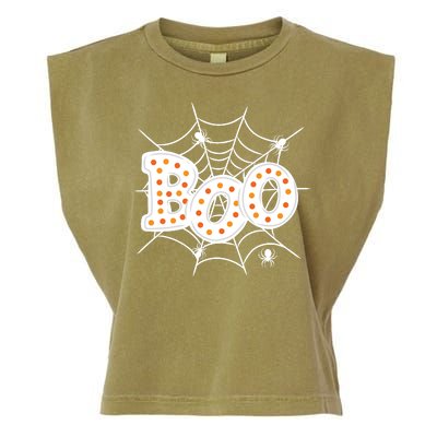 Halloween Boo Spider Web Spooky Season Garment-Dyed Women's Muscle Tee