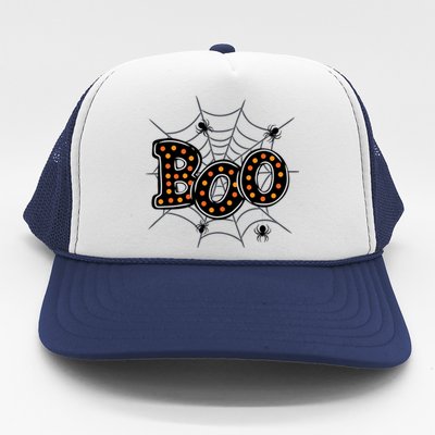 Halloween Boo Spider Web Spooky Season Trucker Hat