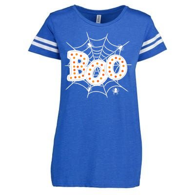 Halloween Boo Spider Web Spooky Season Enza Ladies Jersey Football T-Shirt