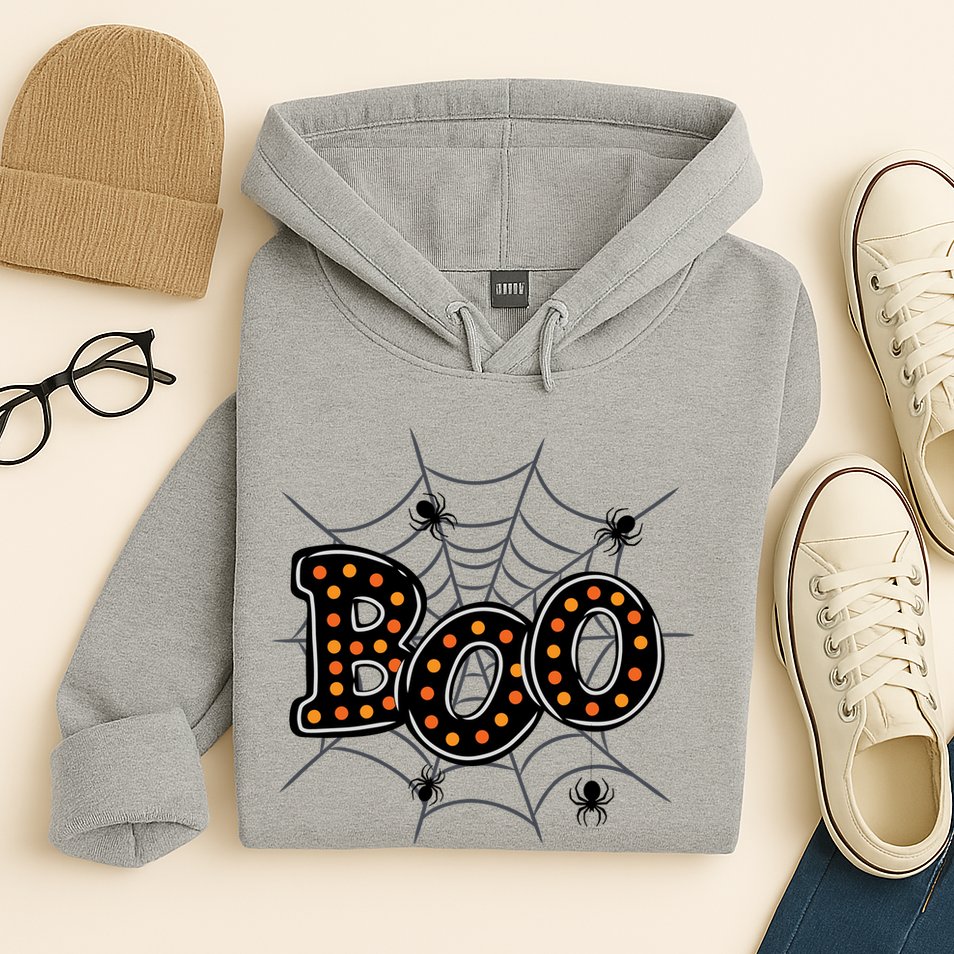 Halloween Boo Spider Web Spooky Season Hoodie