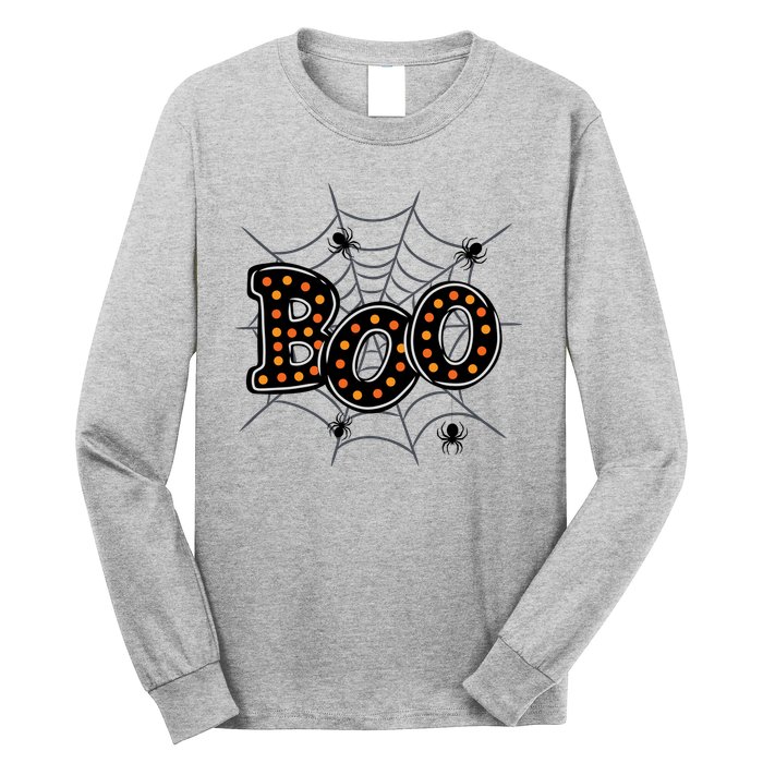 Halloween Boo Spider Web Spooky Season Long Sleeve Shirt