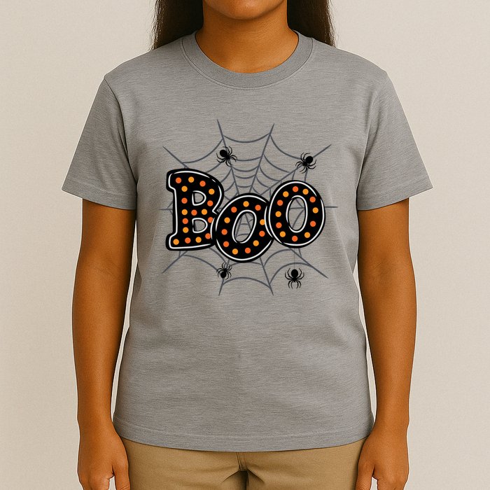 Halloween Boo Spider Web Spooky Season T-Shirt