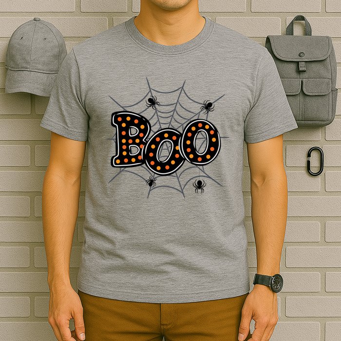 Halloween Boo Spider Web Spooky Season T-Shirt
