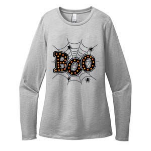 Halloween Boo Spider Web Spooky Season Womens CVC Long Sleeve Shirt