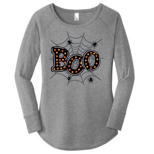 Halloween Boo Spider Web Spooky Season Women's Perfect Tri Tunic Long Sleeve Shirt