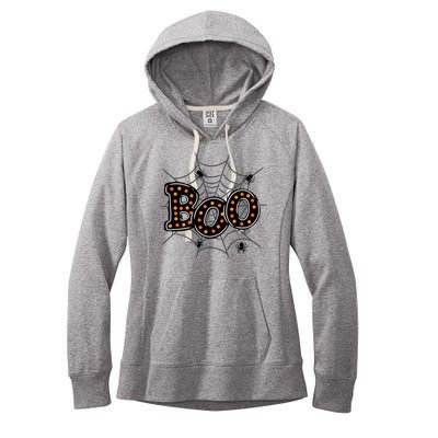 Halloween Boo Spider Web Spooky Season Women's Fleece Hoodie