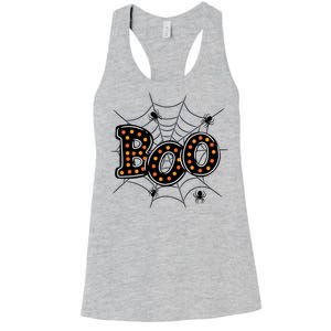 Halloween Boo Spider Web Spooky Season Women's Racerback Tank