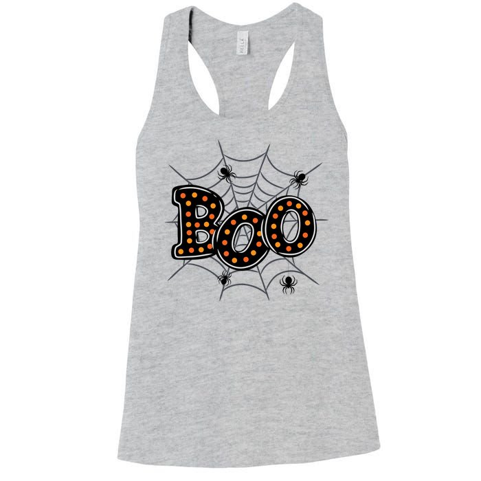 Halloween Boo Spider Web Spooky Season Women's Racerback Tank