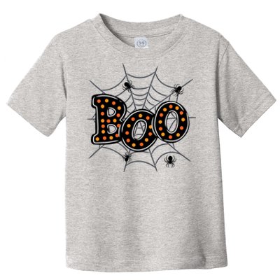 Halloween Boo Spider Web Spooky Season Toddler T-Shirt