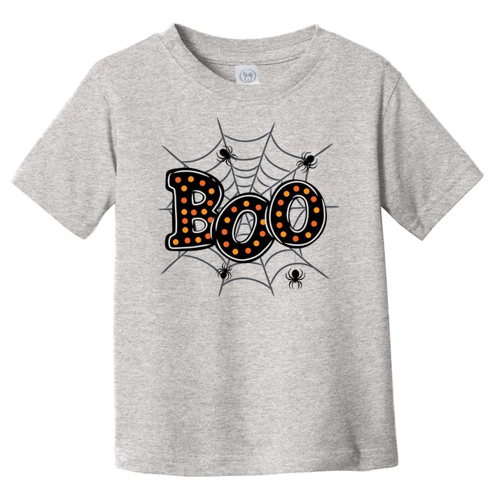 Halloween Boo Spider Web Spooky Season Toddler T-Shirt