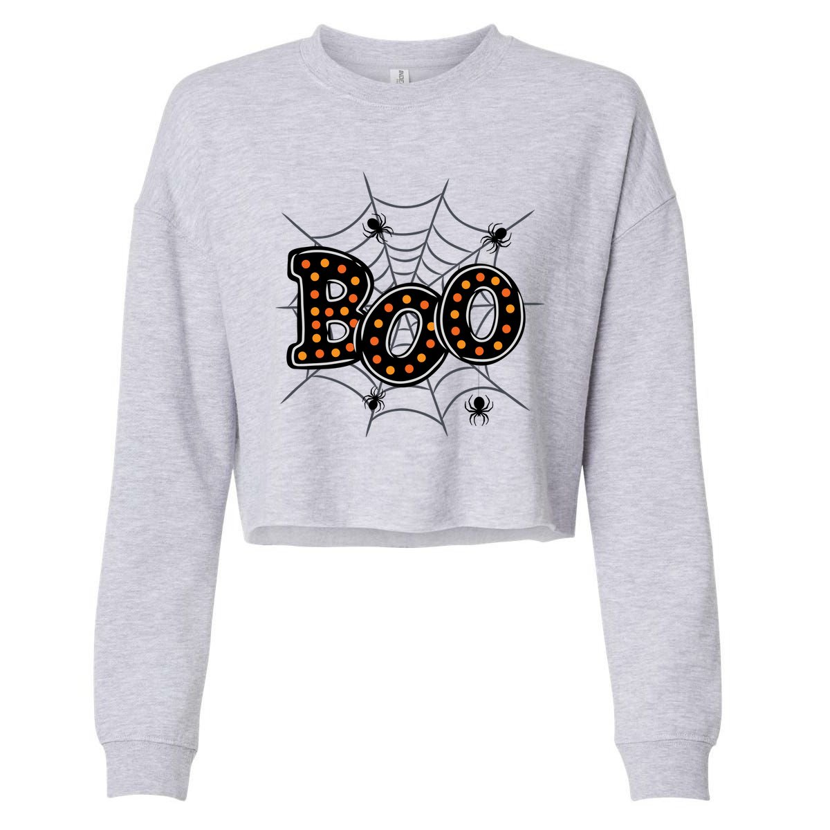 Halloween Boo Spider Web Spooky Season Cropped Pullover Crew