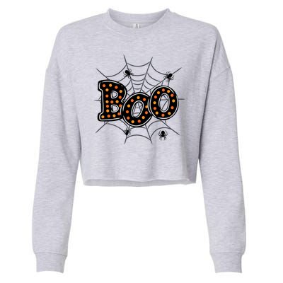 Halloween Boo Spider Web Spooky Season Cropped Pullover Crew