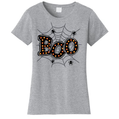 Halloween Boo Spider Web Spooky Season Women's T-Shirt