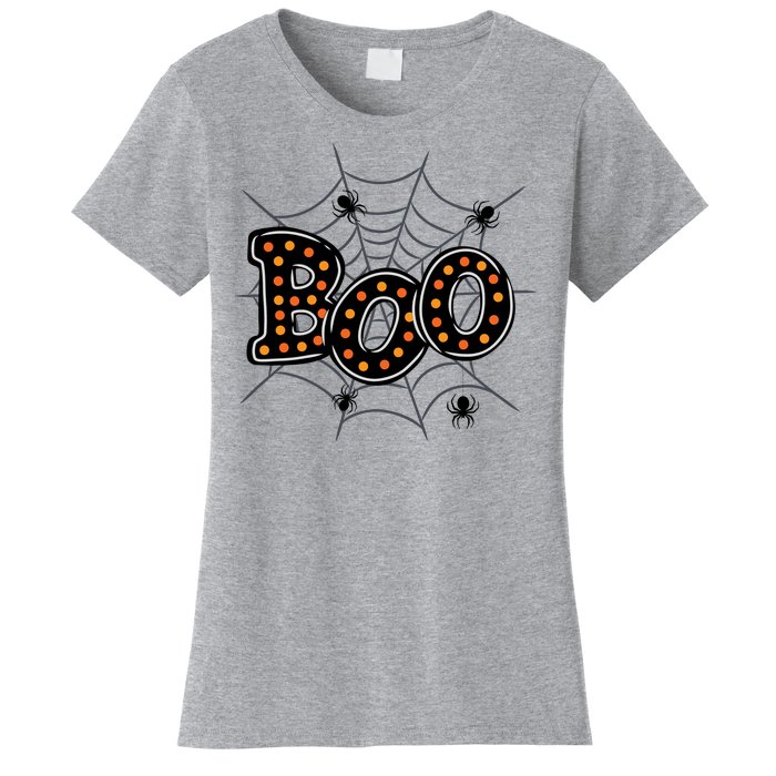 Halloween Boo Spider Web Spooky Season Women's T-Shirt