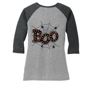 Halloween Boo Spider Web Spooky Season Women's Tri-Blend 3/4-Sleeve Raglan Shirt