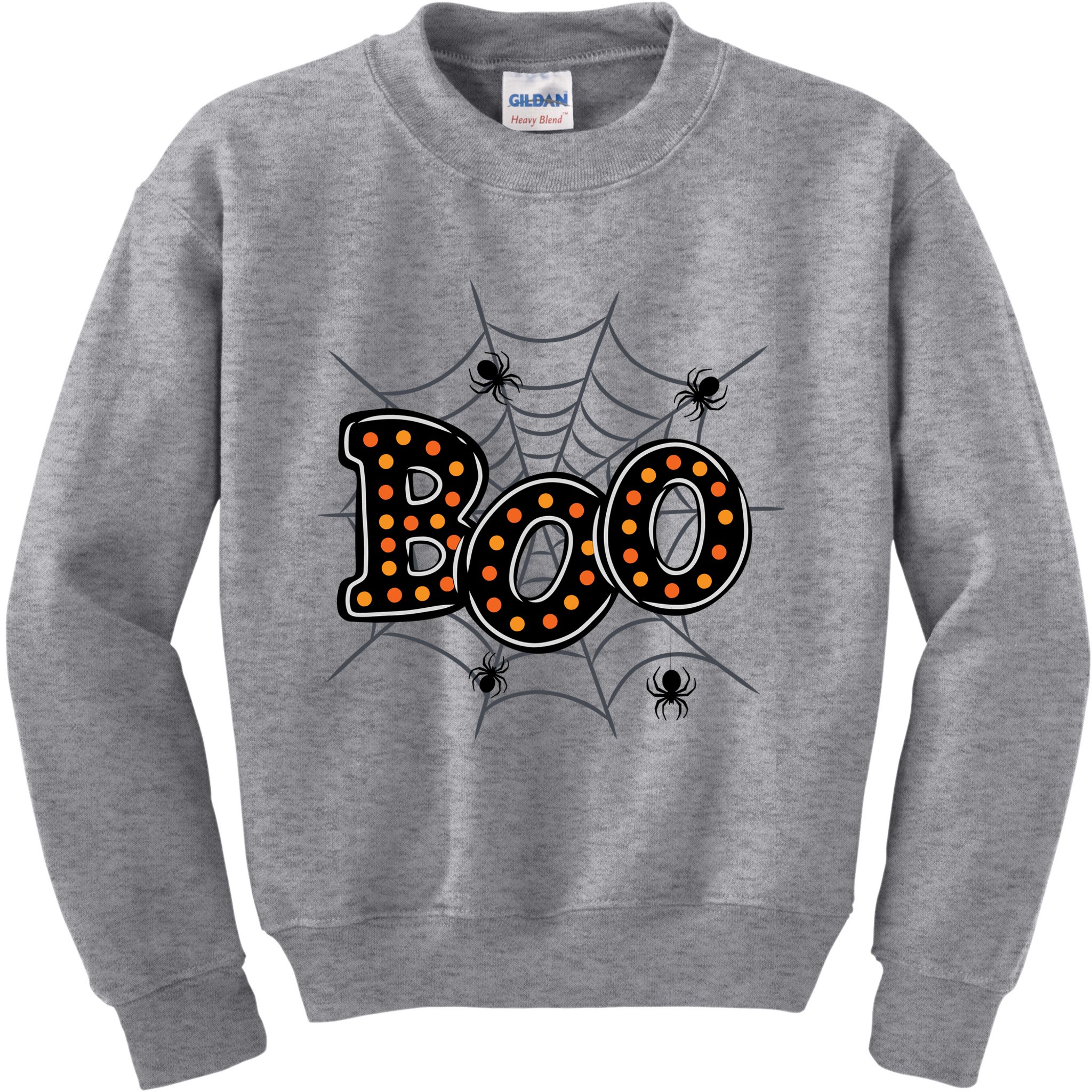 Halloween Boo Spider Web Spooky Season Kids Sweatshirt