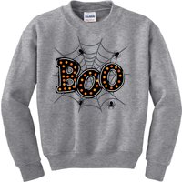 Halloween Boo Spider Web Spooky Season Kids Sweatshirt