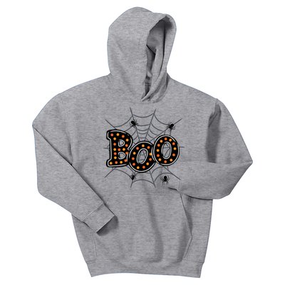 Halloween Boo Spider Web Spooky Season Kids Hoodie