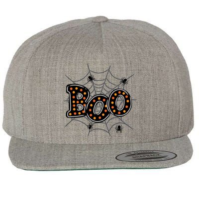 Halloween Boo Spider Web Spooky Season Wool Snapback Cap