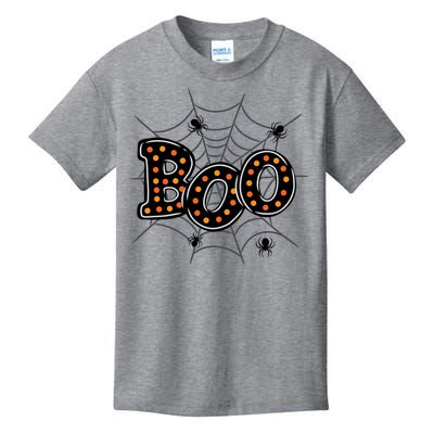 Halloween Boo Spider Web Spooky Season Kids T-Shirt