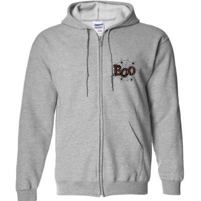 Halloween Boo Spider Web Spooky Season Full Zip Hoodie