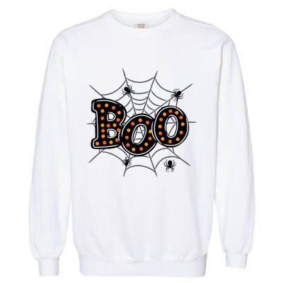 Halloween Boo Spider Web Spooky Season Garment-Dyed Sweatshirt