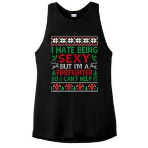 Hate Being Sexy Firefighter Christmas Ugly Sweater Gift Ladies PosiCharge Tri-Blend Wicking Tank