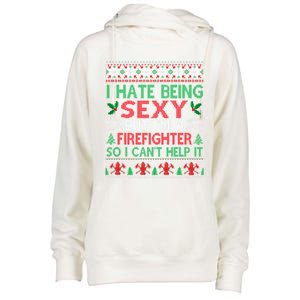 Hate Being Sexy Firefighter Christmas Ugly Sweater Gift Womens Funnel Neck Pullover Hood