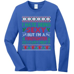 Hate Being Sexy Firefighter Christmas Ugly Sweater Gift Ladies Long Sleeve Shirt