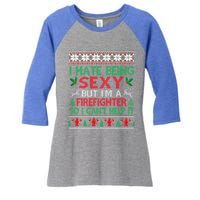 Hate Being Sexy Firefighter Christmas Ugly Sweater Gift Women's Tri-Blend 3/4-Sleeve Raglan Shirt