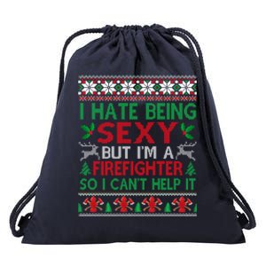 Hate Being Sexy Firefighter Christmas Ugly Sweater Gift Drawstring Bag