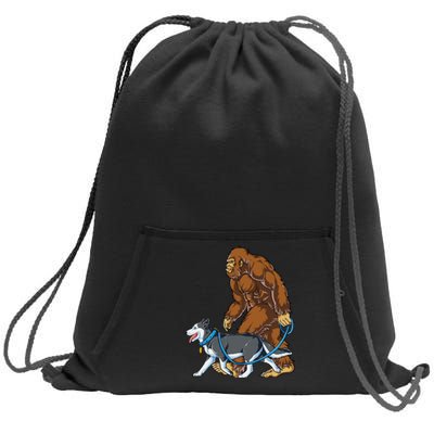 Husky Bigfoot Siberian Dog Walker Sasquatch Walking Lovers Sweatshirt Cinch Pack Bag