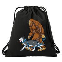 Husky Bigfoot Siberian Dog Walker Sasquatch Walking Lovers Drawstring Bag