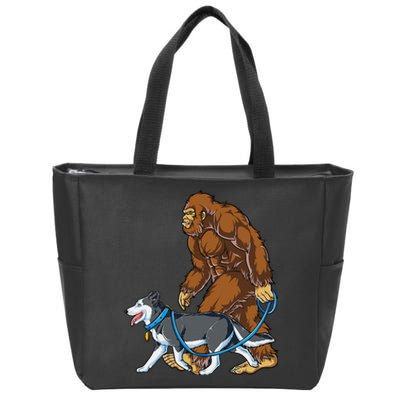 Husky Bigfoot Siberian Dog Walker Sasquatch Walking Lovers Zip Tote Bag