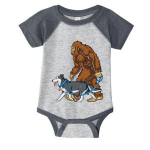 Husky Bigfoot Siberian Dog Walker Sasquatch Walking Lovers Infant Baby Jersey Bodysuit