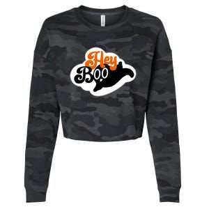 Hey Boo Spooky Halloween Funny Gift Cropped Pullover Crew