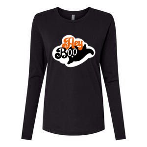 Hey Boo Spooky Halloween Funny Gift Womens Cotton Relaxed Long Sleeve T-Shirt