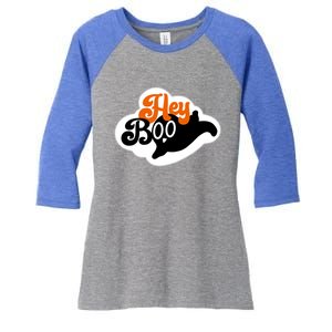 Hey Boo Spooky Halloween Funny Gift Women's Tri-Blend 3/4-Sleeve Raglan Shirt