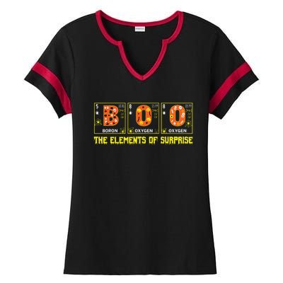 Halloween Boo School Chemistry Nerd Physics Pumpkin Gift Ladies Halftime Notch Neck Tee