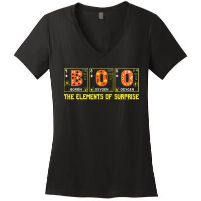 Halloween Boo School Chemistry Nerd Physics Pumpkin Gift Women's V-Neck T-Shirt