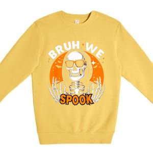 Halloween Boy Skeleton Bruh Halloween Premium Crewneck Sweatshirt