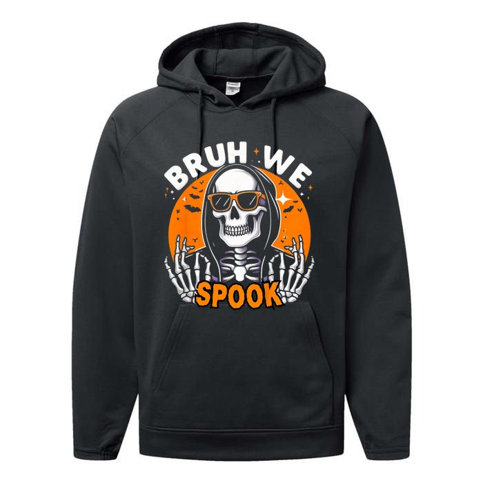 Halloween Boy Skeleton Bruh Halloween Performance Fleece Hoodie