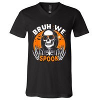 Halloween Boy Skeleton Bruh Halloween V-Neck T-Shirt