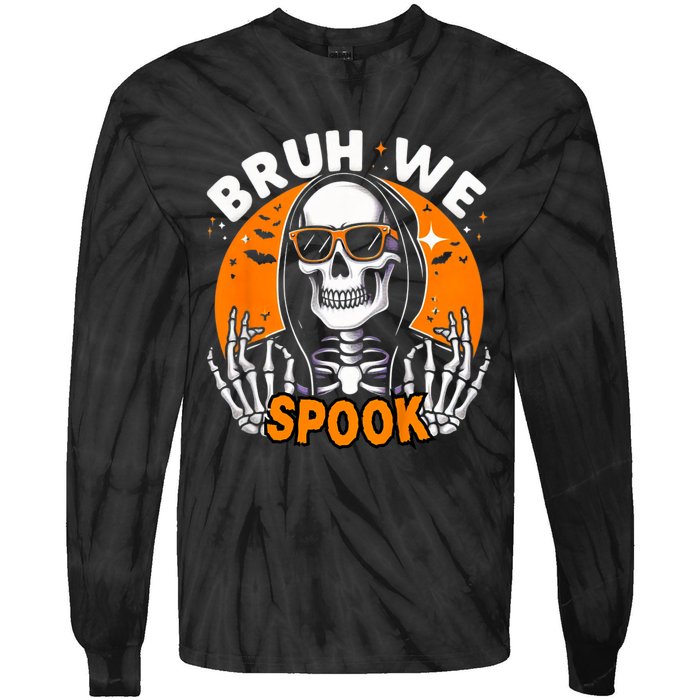 Halloween Boy Skeleton Bruh Halloween Tie-Dye Long Sleeve Shirt