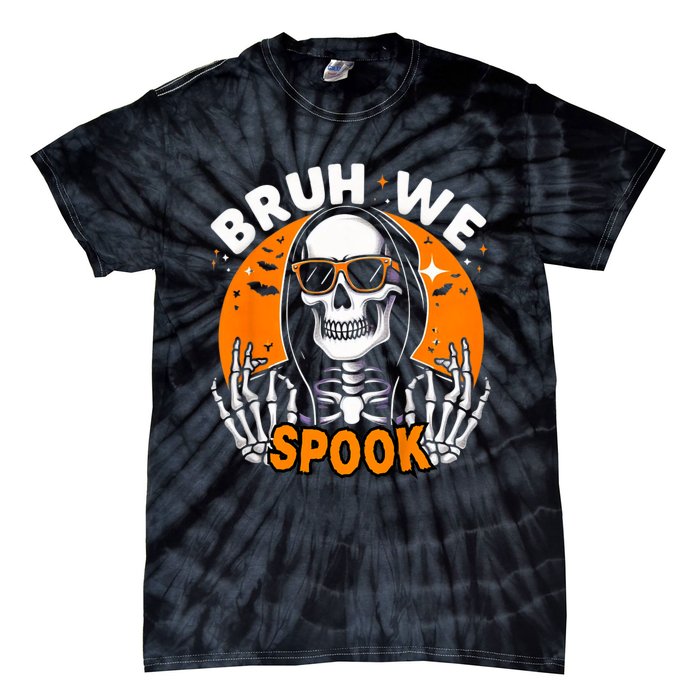 Halloween Boy Skeleton Bruh Halloween Tie-Dye T-Shirt