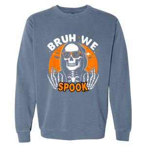 Halloween Boy Skeleton Bruh Halloween Garment-Dyed Sweatshirt