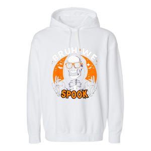 Halloween Boy Skeleton Bruh Halloween Garment-Dyed Fleece Hoodie